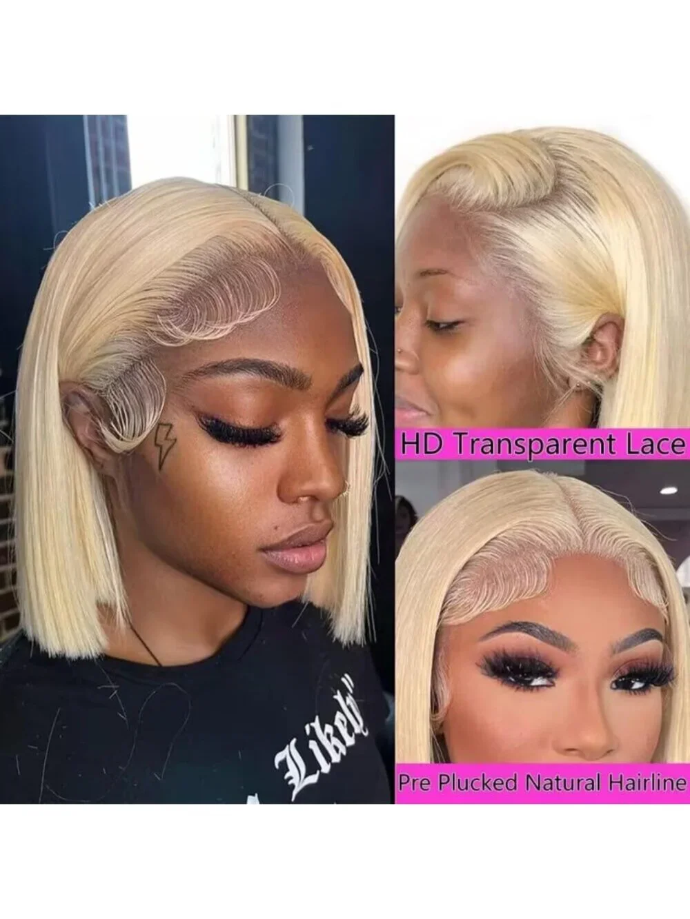 HD Transparent 13X4 Honey Blonde Bob Wig - Glueless, Pre-Plucked, Short Lace
